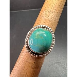 Vintage Handmade Sterling Silver Turquoise Ring – Size 6 – Southwestern Style